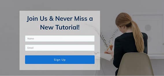 Post example - opt-in Opt-in form Example